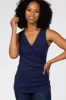 Navy Crossover Ruched Maternity Nursing Tank sold by Pinkblush