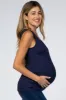 Navy Crossover Ruched Maternity Nursing Tank sold by Pinkblush
