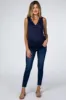 Navy Crossover Ruched Maternity Nursing Tank sold by Pinkblush