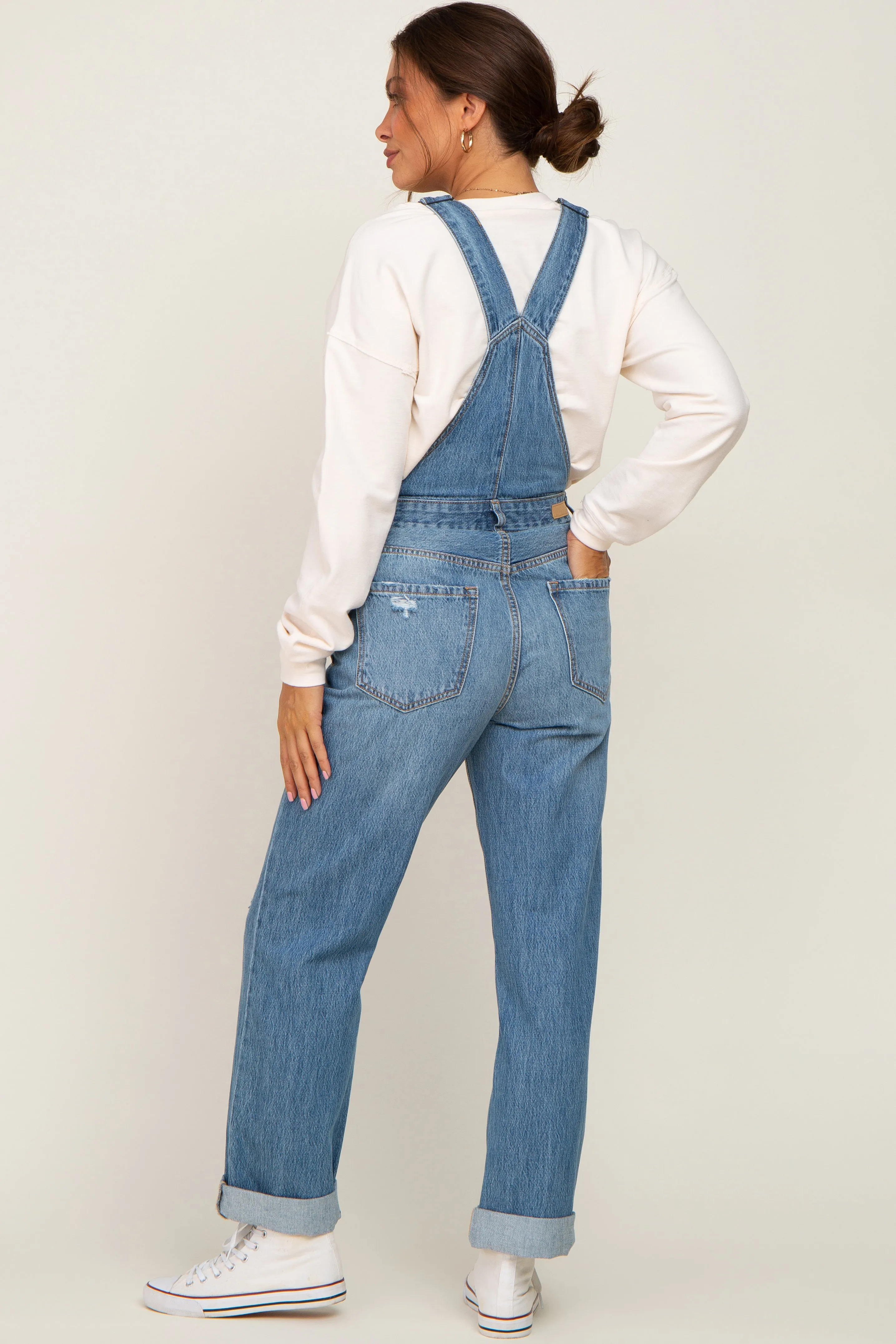 Blue Denim Cuffed Maternity Overalls sold by Pinkblush product image thumbnail 3