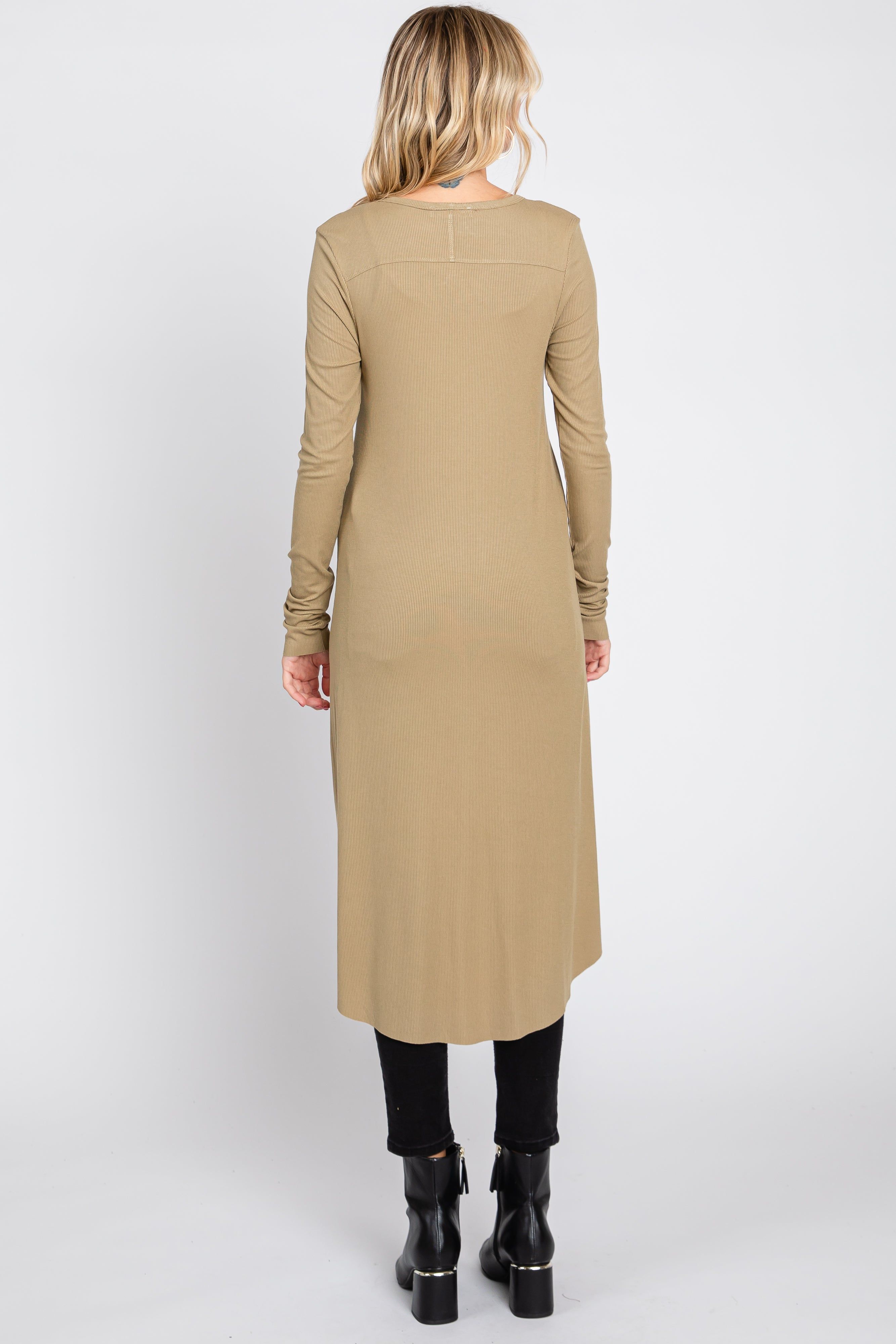 Light Olive Button Front Knit Cardigan sold by Pinkblush product image thumbnail 3