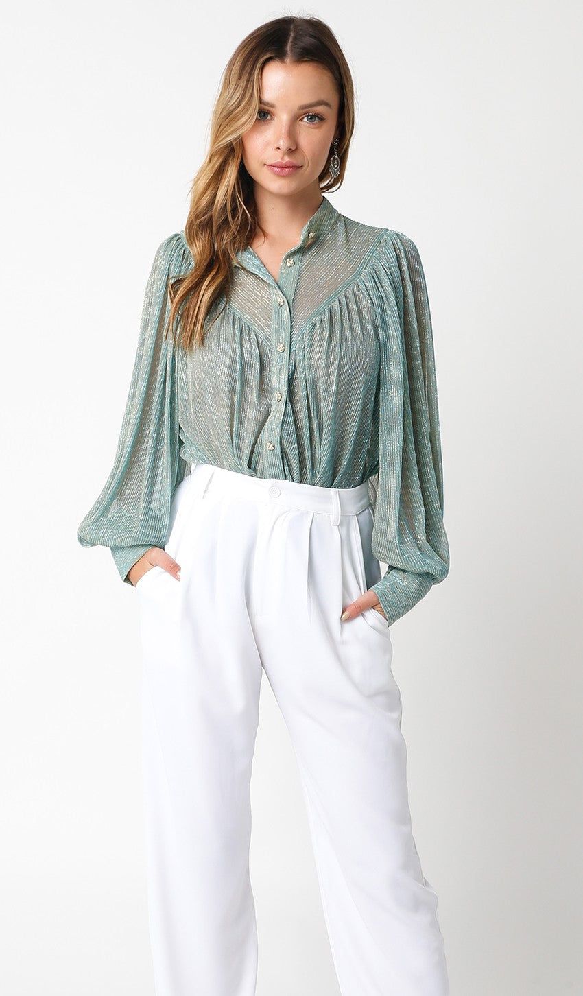 Jade Glitter Shirt sold by Pinkblush