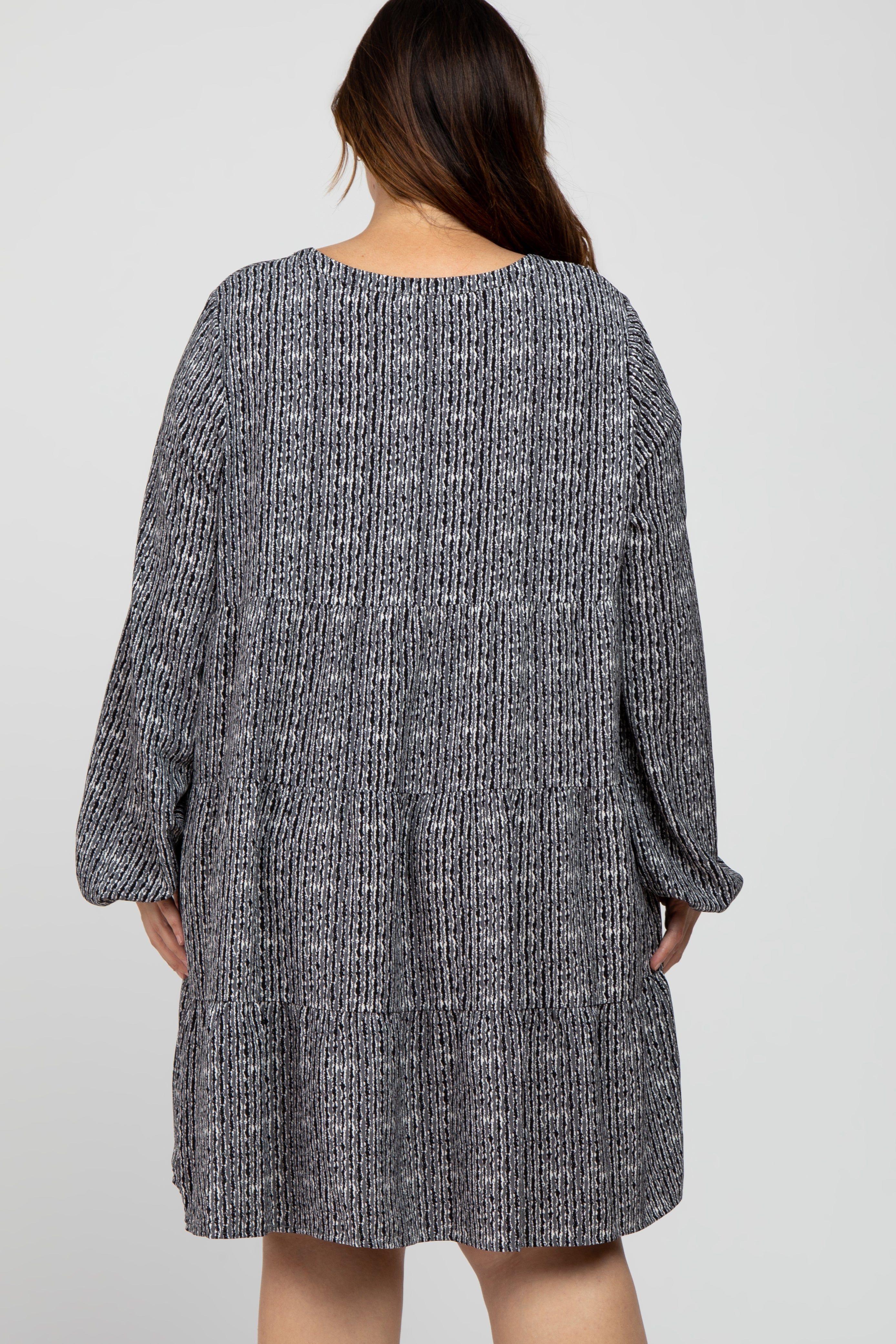 Charcoal Printed Tiered Plus Dress sold by Pinkblush product image thumbnail 4