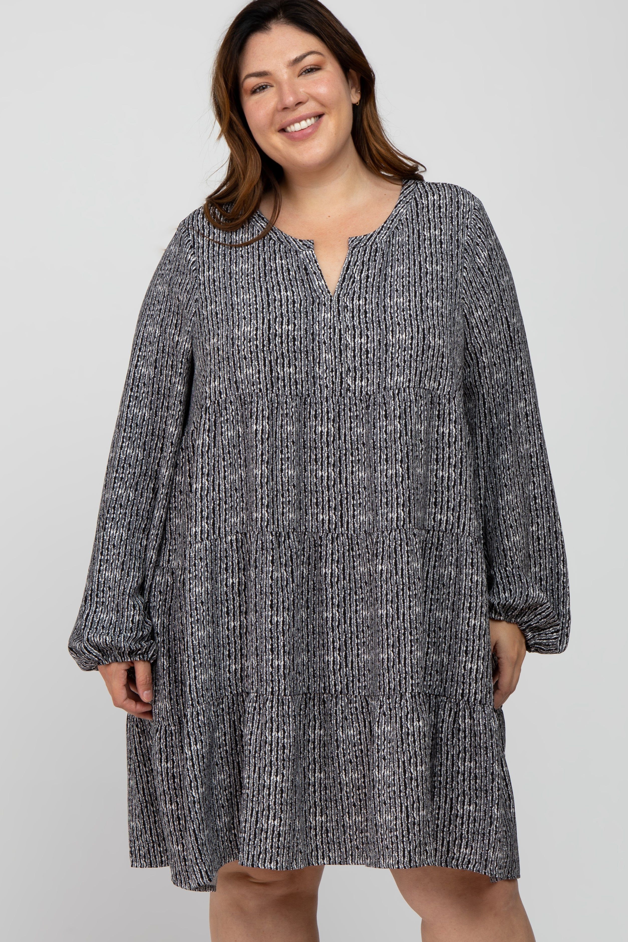 Charcoal Printed Tiered Plus Dress sold by Pinkblush product image thumbnail 2