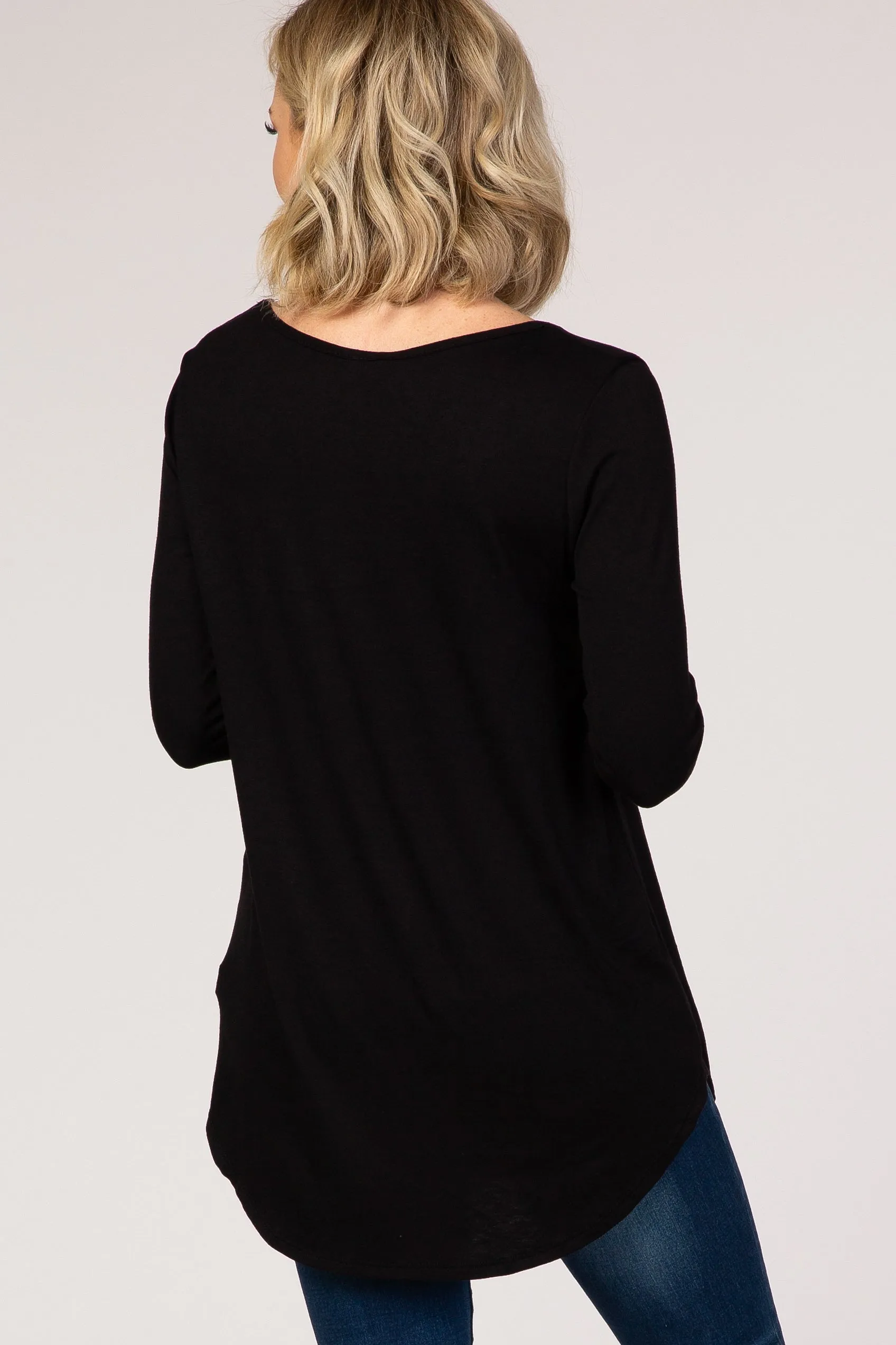 Black Cross Front 3/4 Sleeve Top sold by Pinkblush product image thumbnail 3