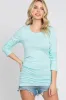 Aqua Blue Ruched Side Long Sleeve Top sold by Pinkblush