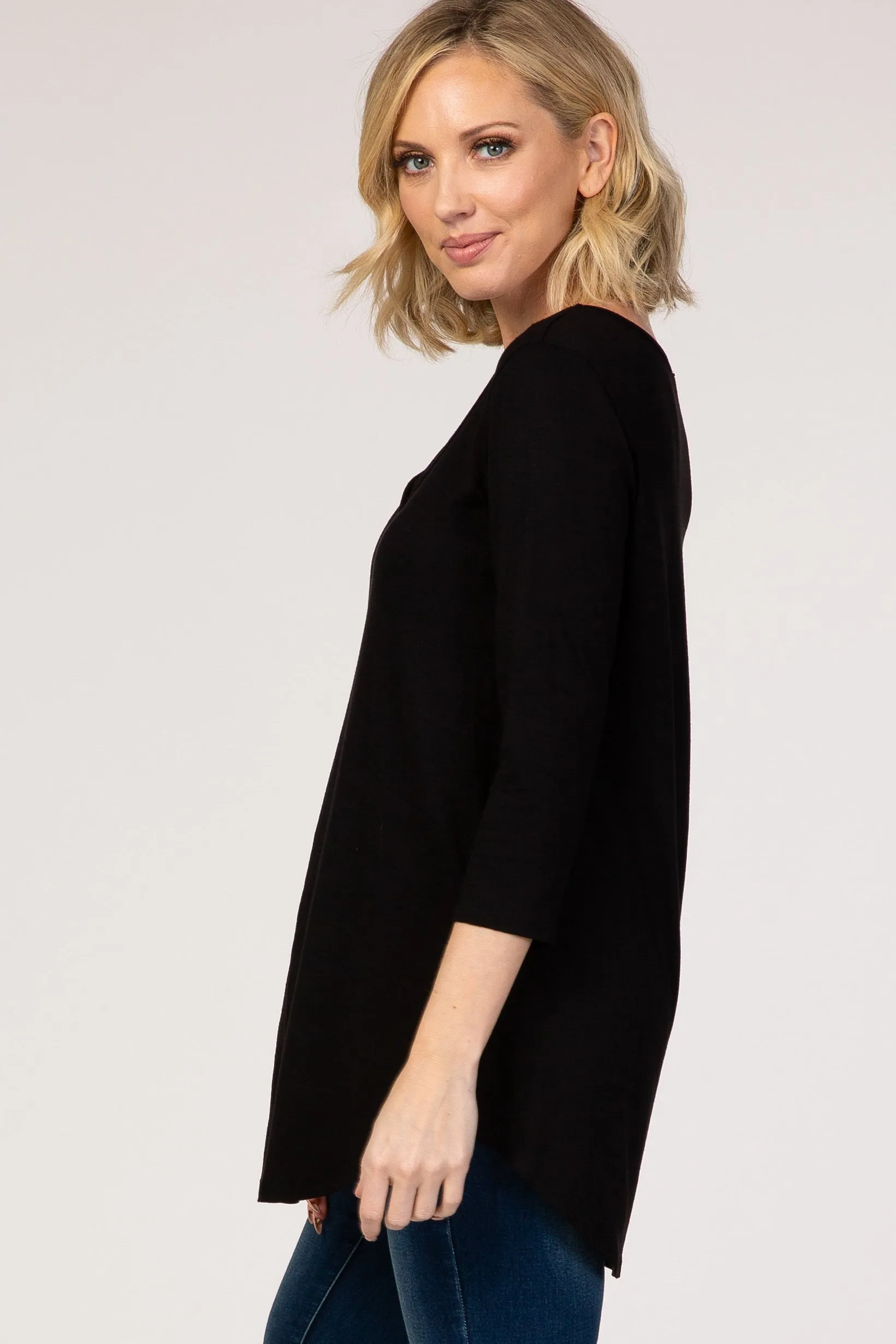 Black Cross Front 3/4 Sleeve Top sold by Pinkblush product image thumbnail 2