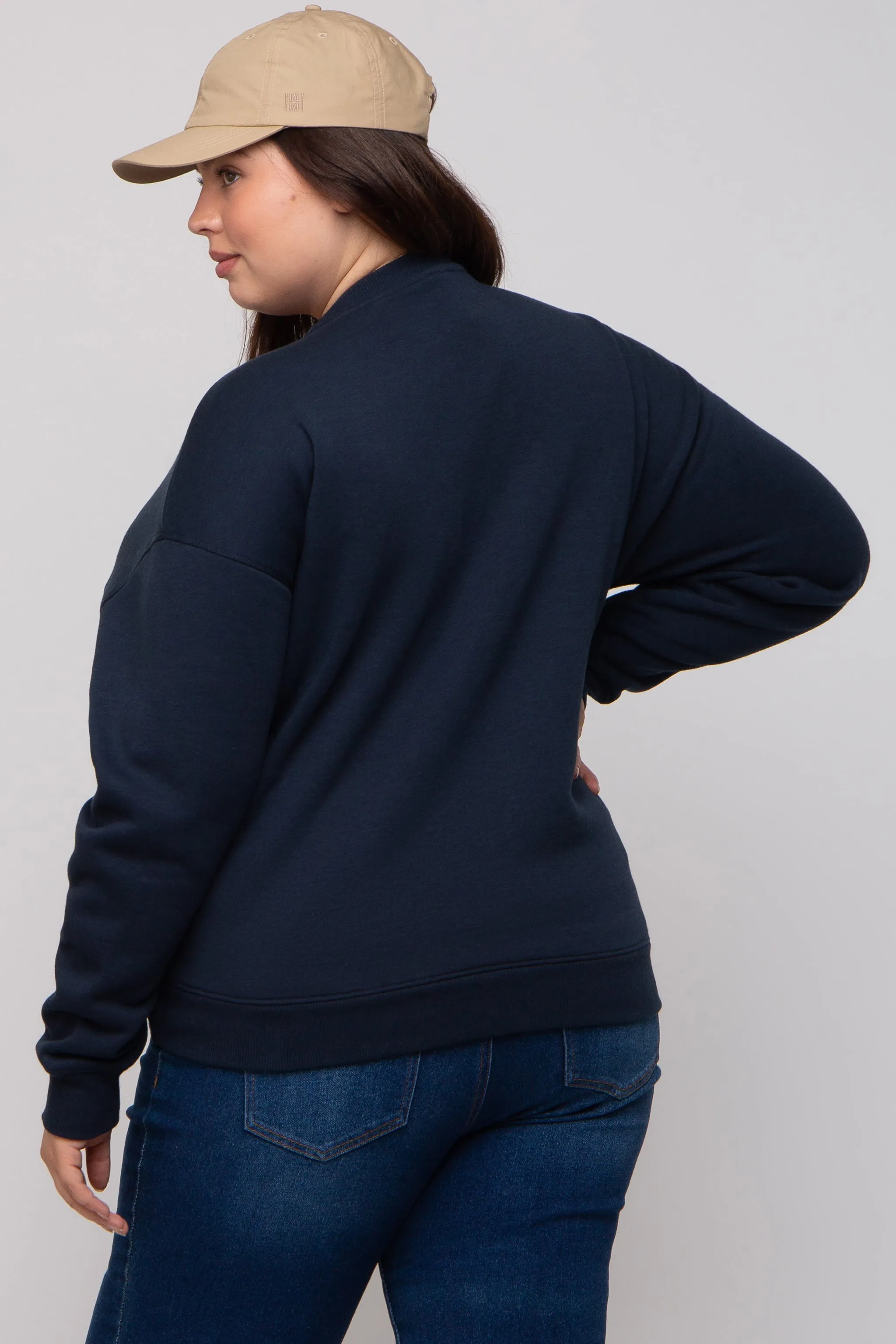 Navy Blue Soft Knit Fleece Lined Maternity Plus Sweatshirt sold by Pinkblush product image thumbnail 4