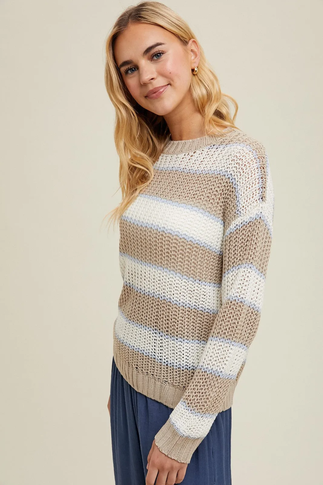 Beige Multi-Striped Sweater sold by Pinkblush product image thumbnail 2