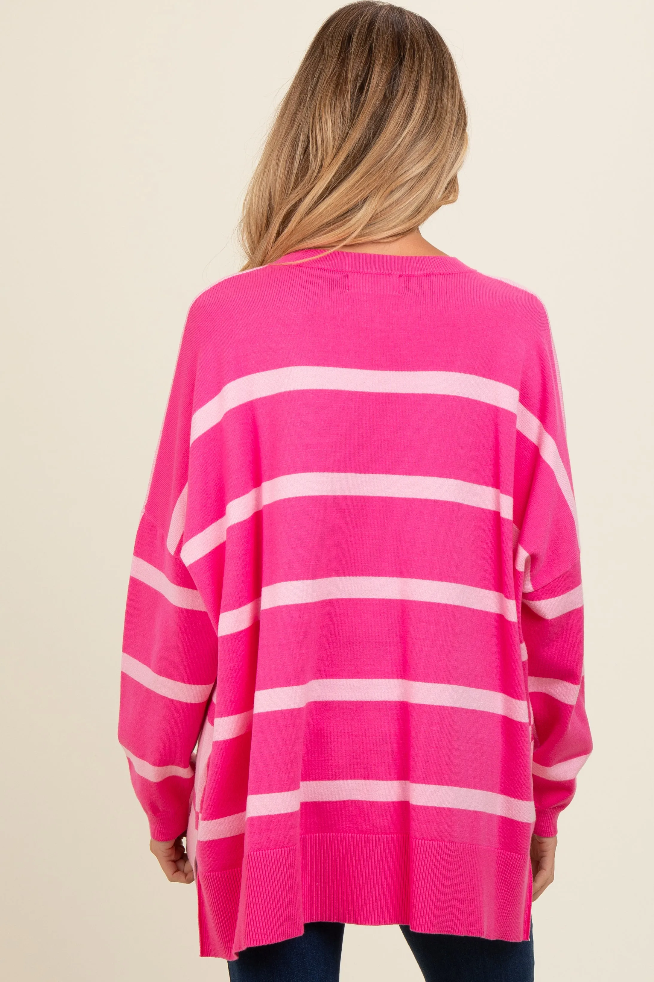 Pink Striped Knit Dolman Sleeve Maternity Top sold by Pinkblush product image thumbnail 3