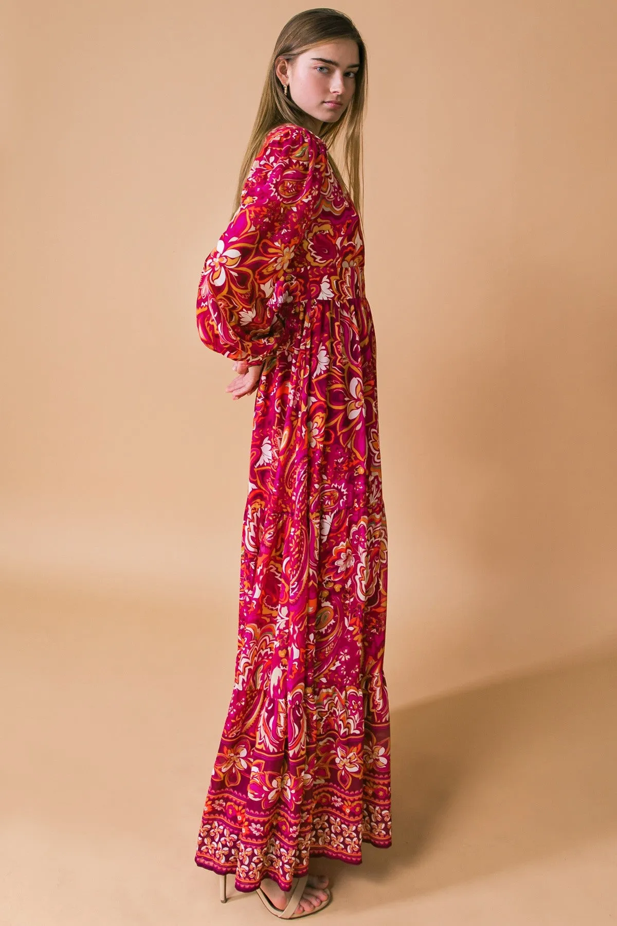 Burgundy Printed Maxi Dress sold by Pinkblush product image thumbnail 3