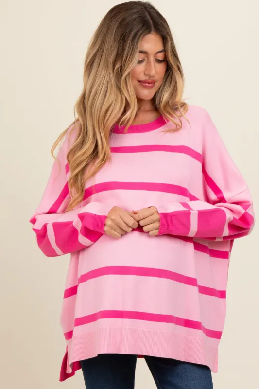 Pink Striped Knit Dolman Sleeve Maternity Top sold by Pinkblush