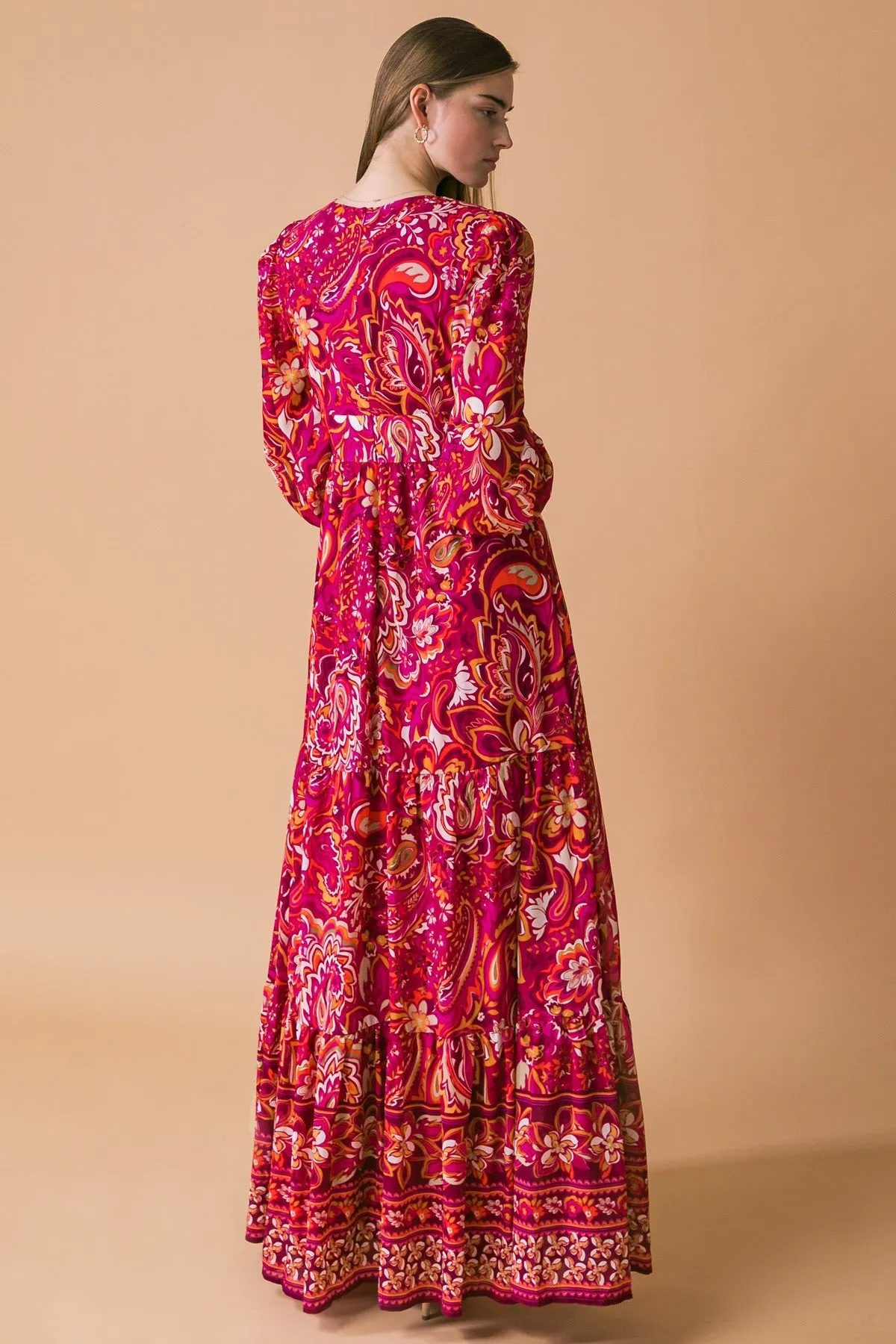 Burgundy Printed Maxi Dress sold by Pinkblush product image thumbnail 4