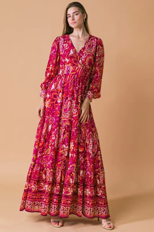 Burgundy Printed Maxi Dress sold by Pinkblush