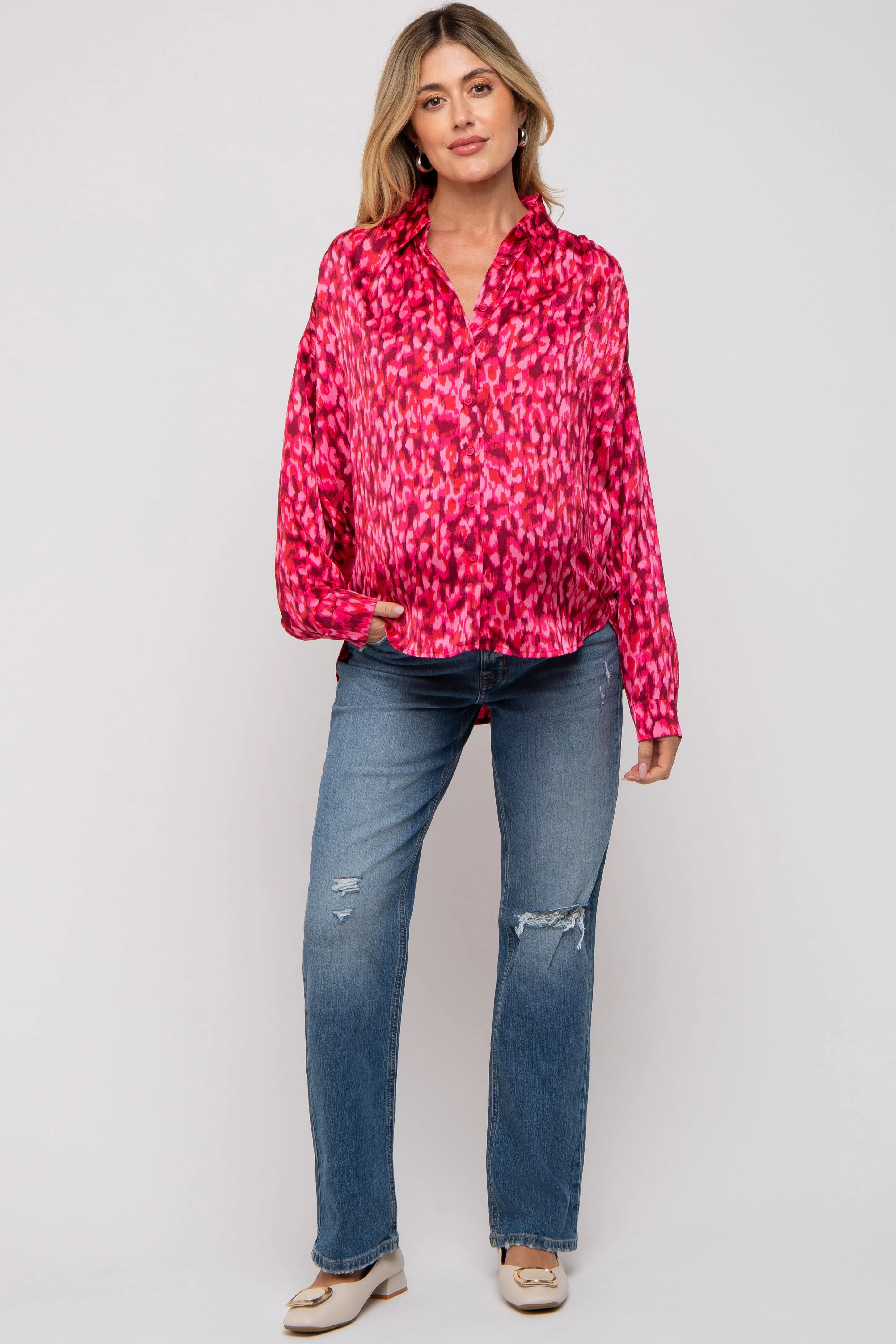 Red Abstract Animal Print Maternity Blouse sold by Pinkblush product image thumbnail 5