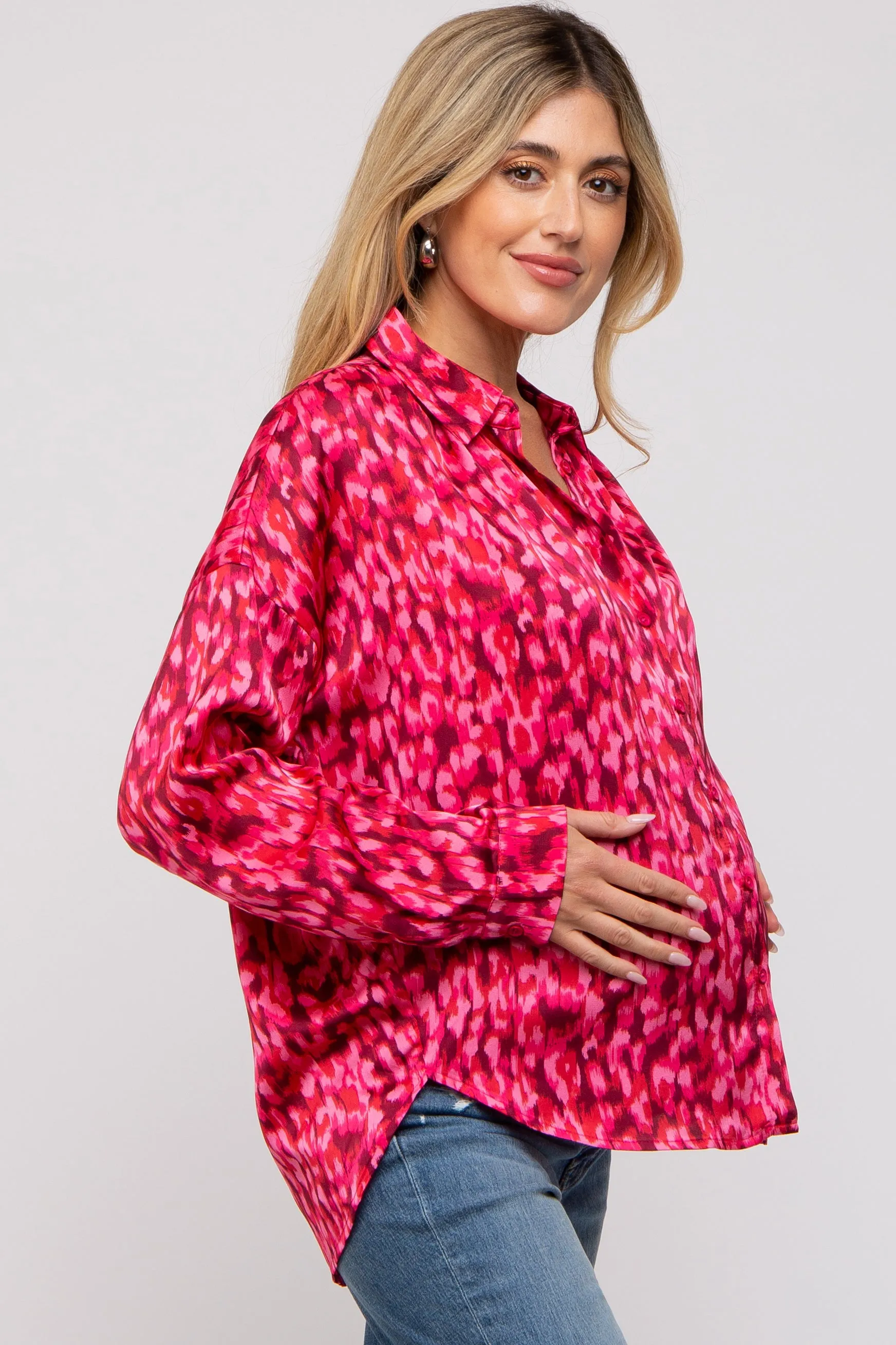 Red Abstract Animal Print Maternity Blouse sold by Pinkblush product image thumbnail 2