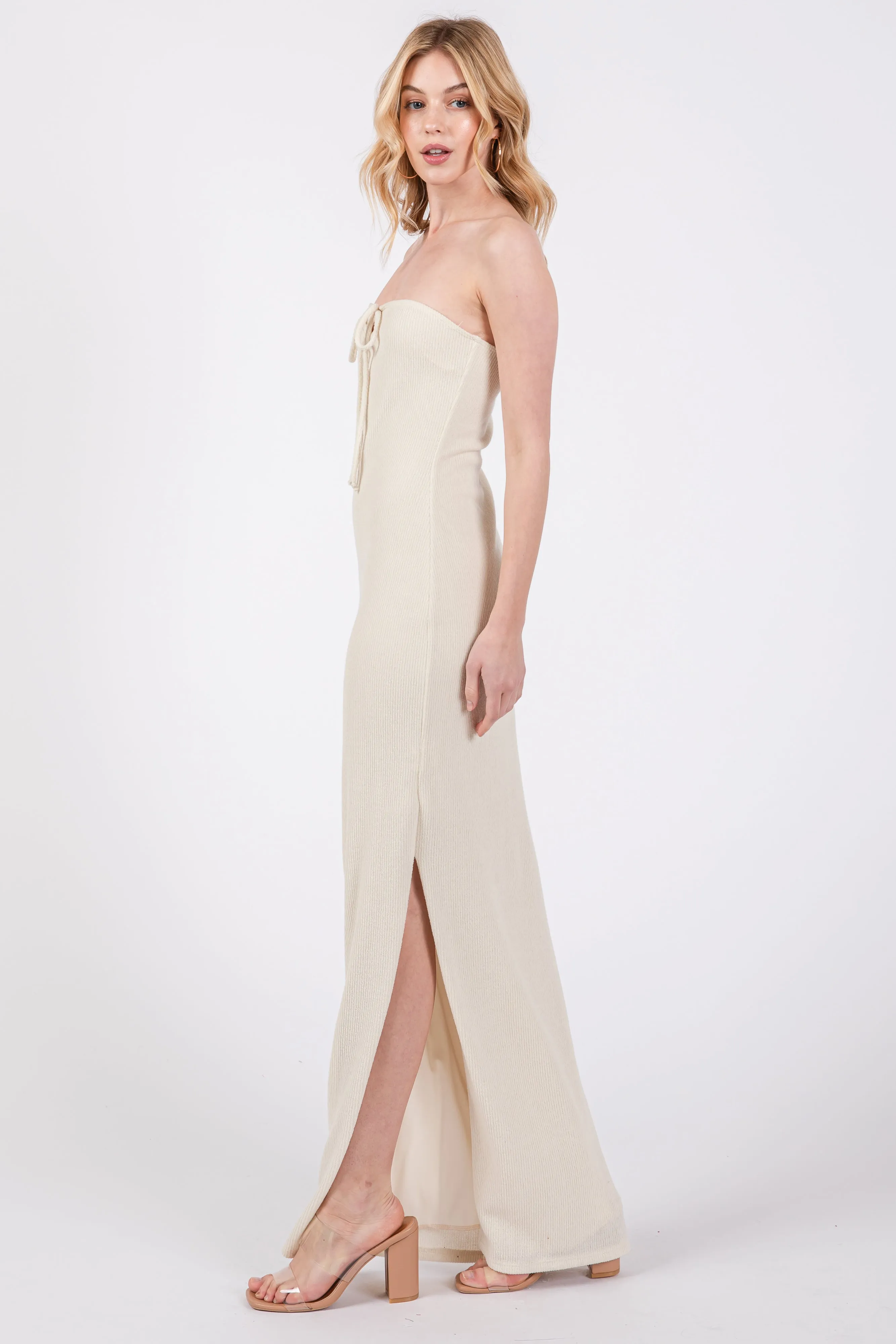 Ivory Knit Sleeveless Maxi Dress sold by Pinkblush product image thumbnail 3