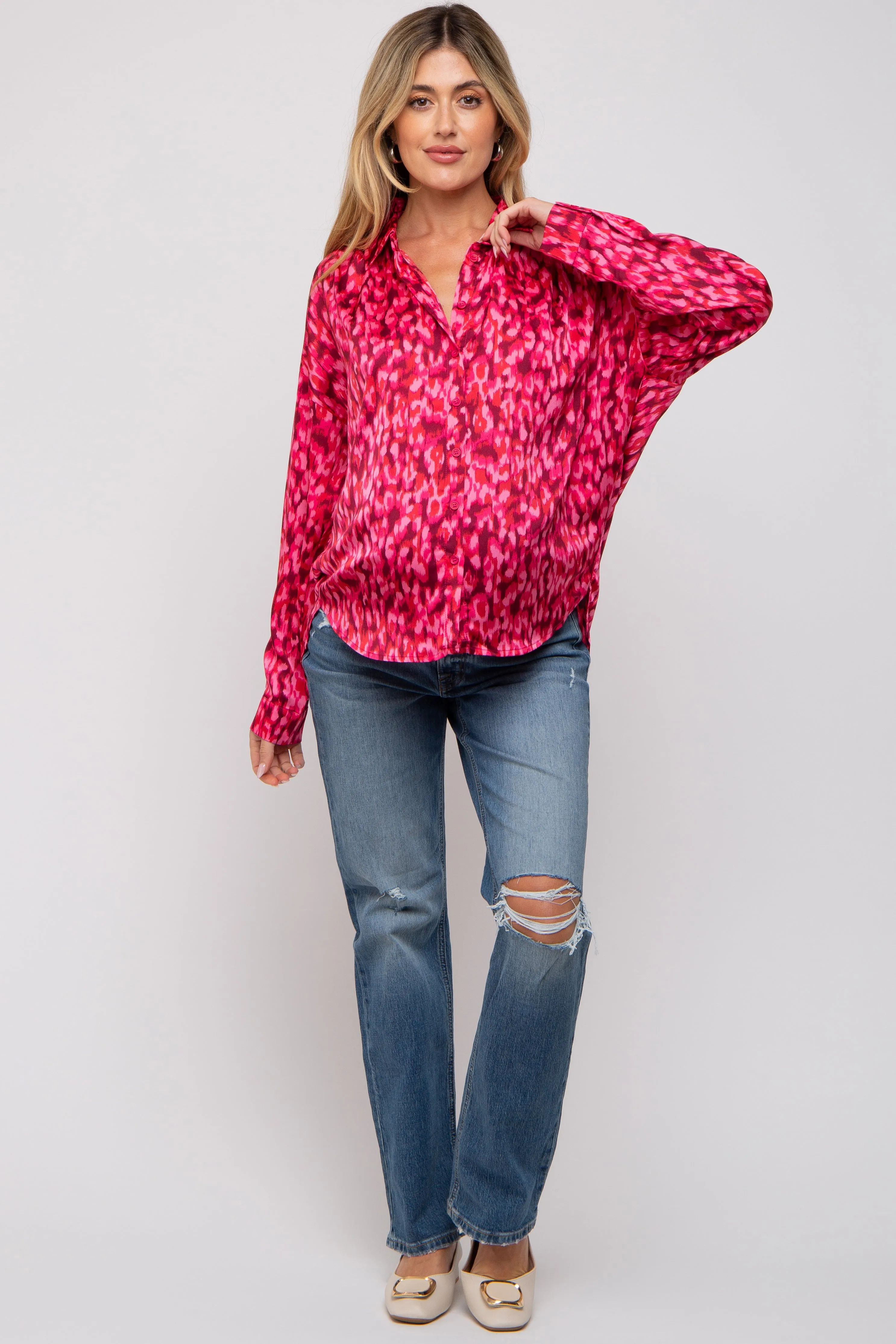 Red Abstract Animal Print Maternity Blouse sold by Pinkblush product image thumbnail 4