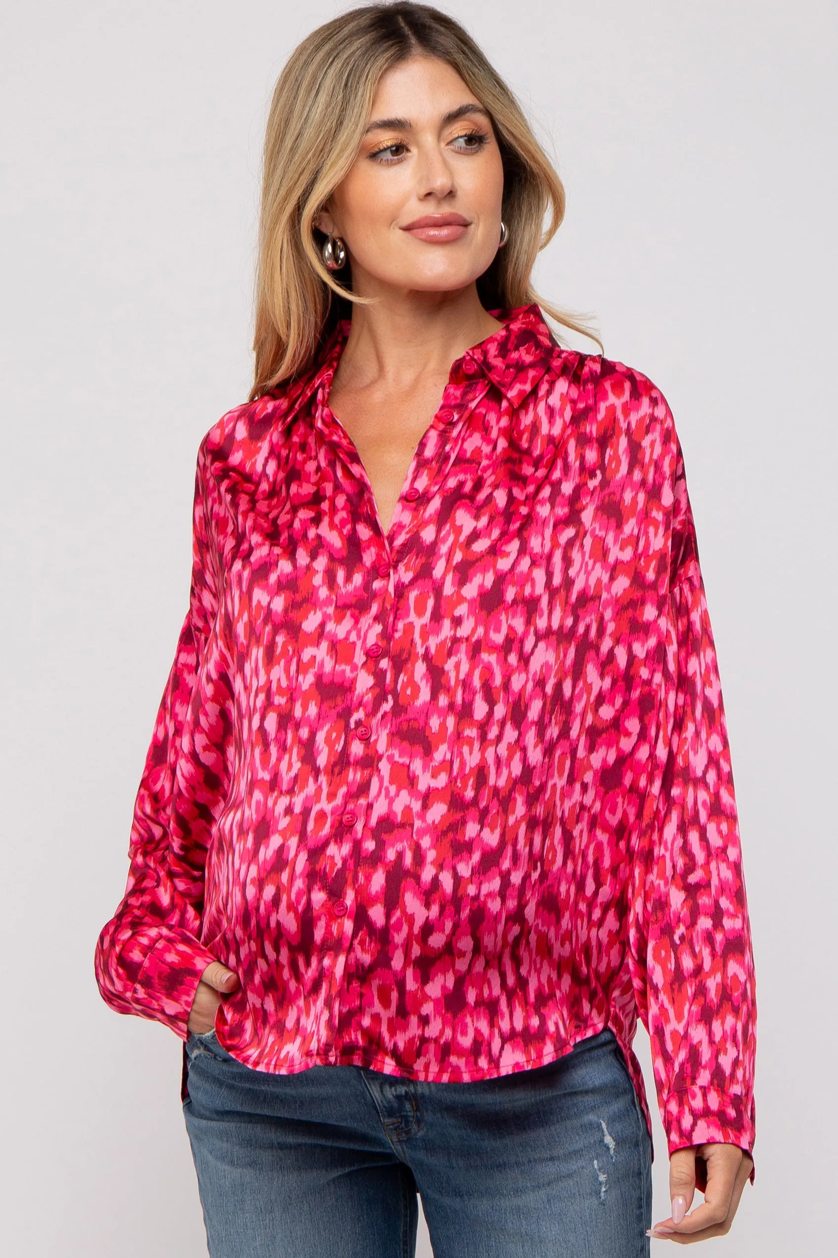 Red Abstract Animal Print Maternity Blouse sold by Pinkblush