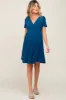 Teal Pleated Maternity/Nursing Dress sold by Pinkblush