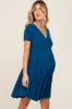 Teal Pleated Maternity/Nursing Dress sold by Pinkblush