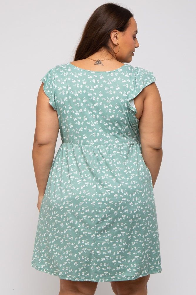 Mint Green Floral Flounce Plus Dress sold by Pinkblush product image thumbnail 2