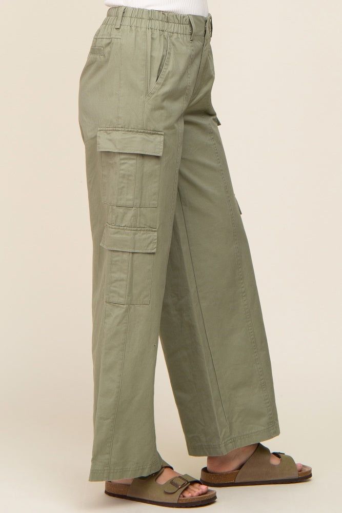 Olive Double Pocket Wide Leg Cargo Pants sold by Pinkblush product image thumbnail 3