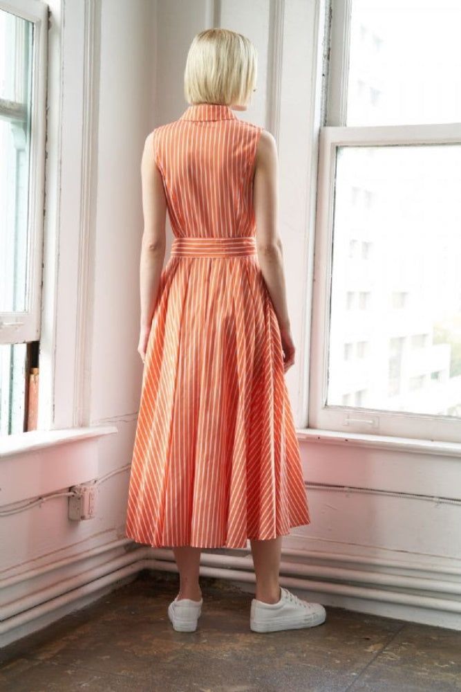 Orange Stripe Button Down Dress sold by Pinkblush product image thumbnail 3