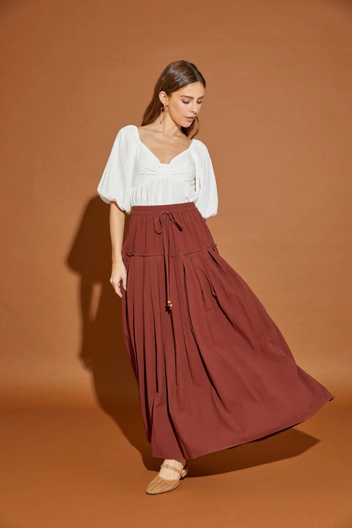 Sepia Drawstring Pleated Skirt sold by Pinkblush product image thumbnail 2