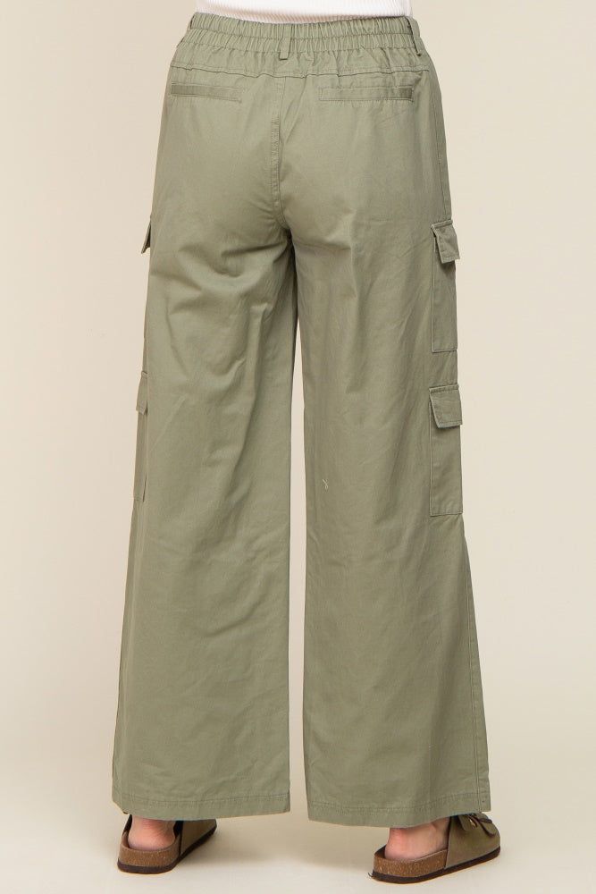 Olive Double Pocket Wide Leg Cargo Pants sold by Pinkblush product image thumbnail 4
