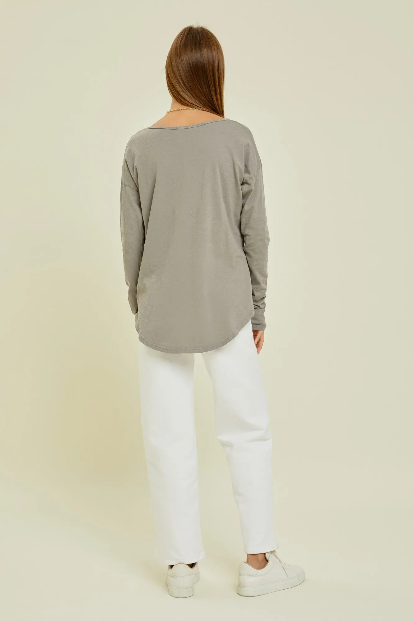 Charcoal Long Sleeve Curved Hem Top sold by Pinkblush product image thumbnail 3