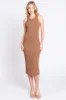 Camel Sleeveless Ribbed Fitted Maternity Midi Dress sold by Pinkblush