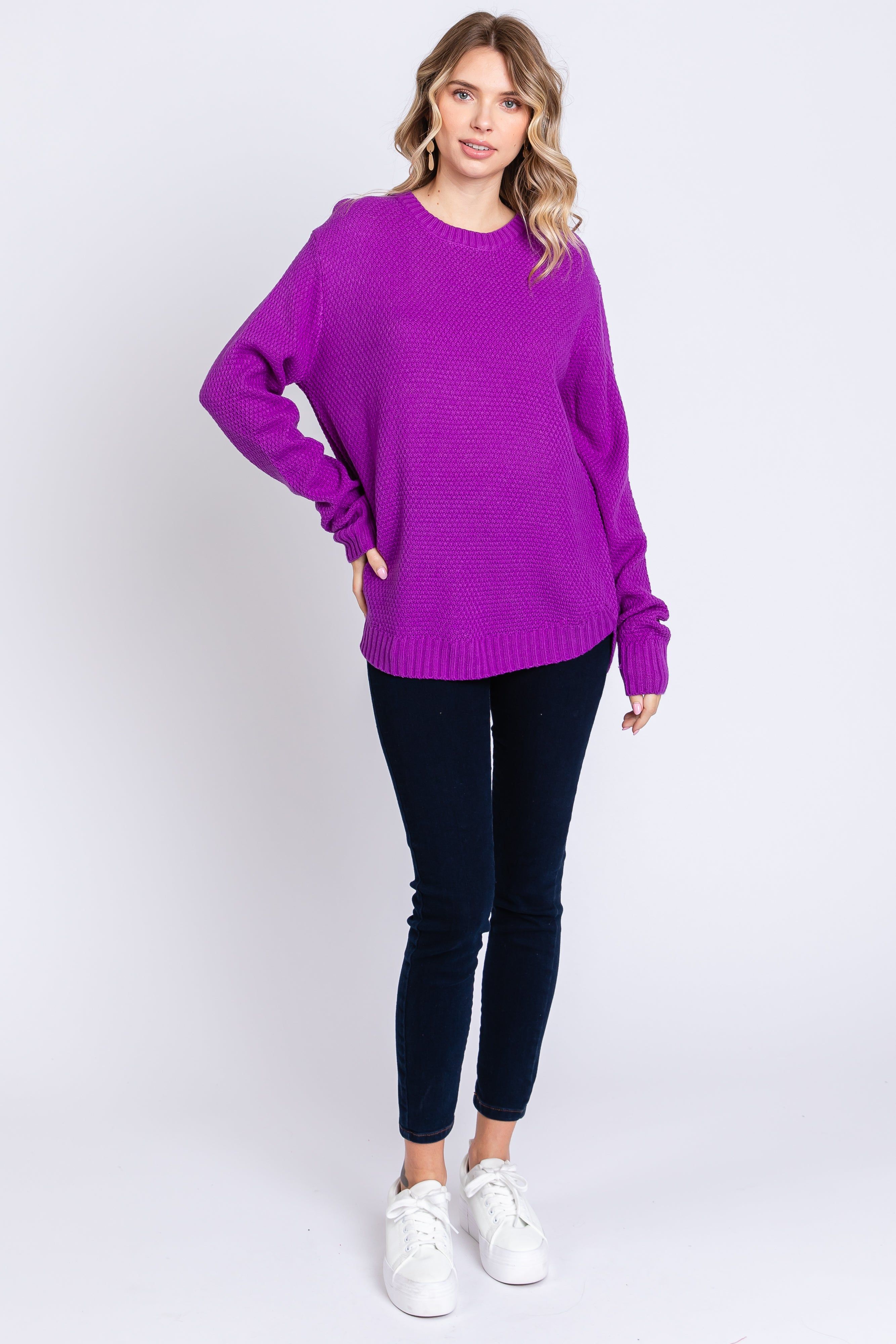 Purple Knit Pullover Sweater sold by Pinkblush product image thumbnail 4