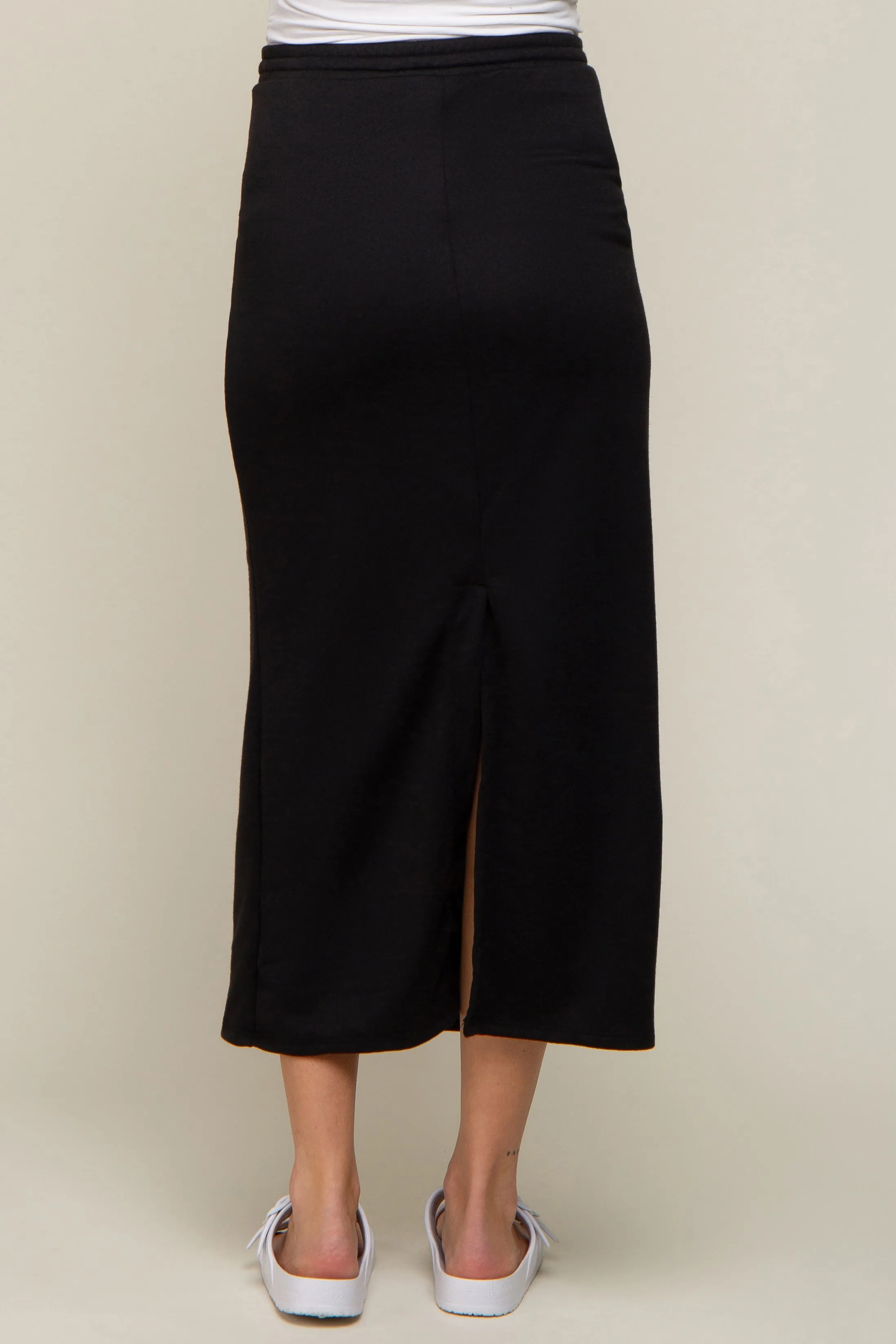 Black Fleece Drawstring Maternity Maxi Skirt sold by Pinkblush product image thumbnail 4