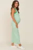 Green Striped Ribbed Sleeveless Maternity Maxi Dress sold by Pinkblush