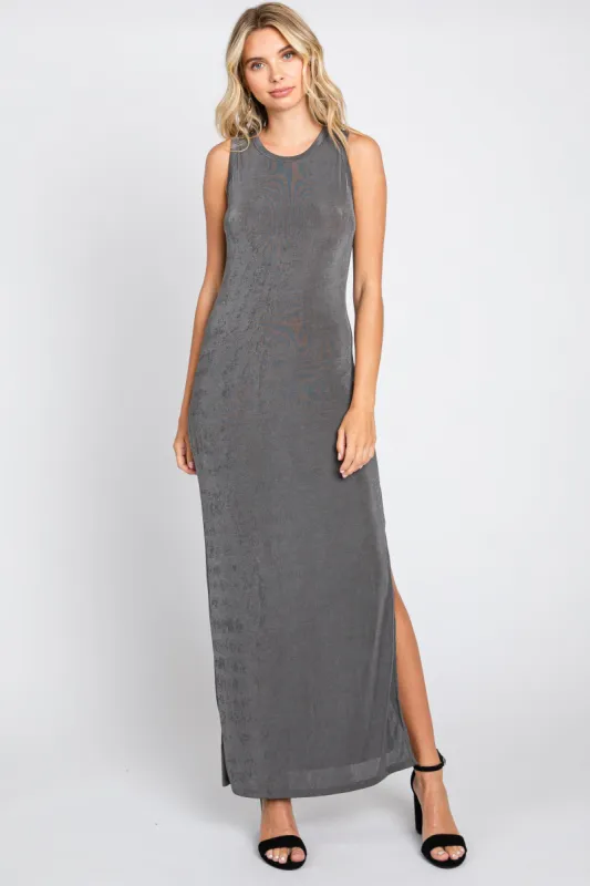 Charcoal Side Slit Midi Dress sold by Pinkblush