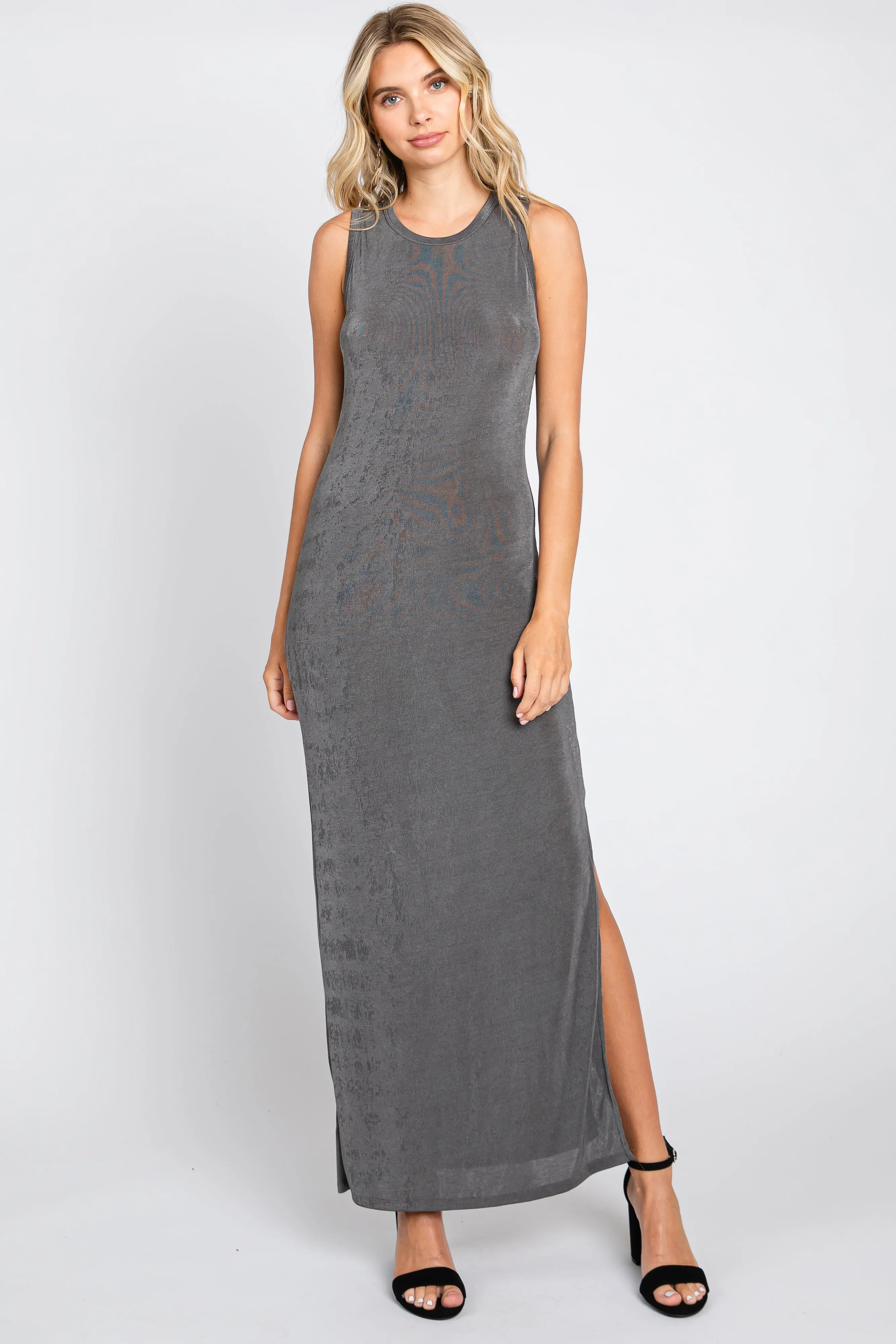 Charcoal Side Slit Midi Dress sold by Pinkblush