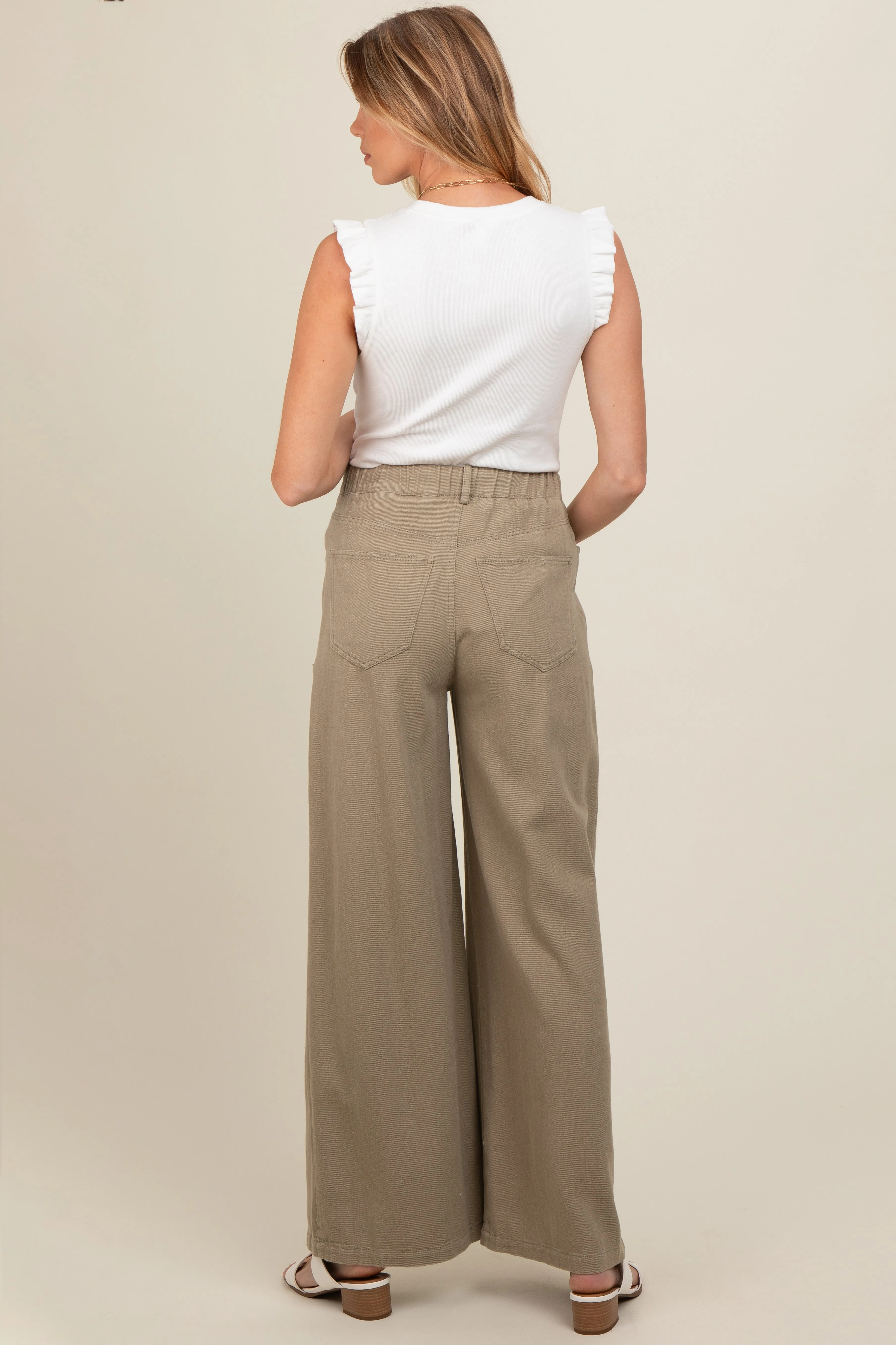 Olive Drawstring Wide Leg Maternity Pants sold by Pinkblush product image thumbnail 4