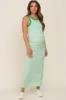 Green Striped Ribbed Sleeveless Maternity Maxi Dress sold by Pinkblush
