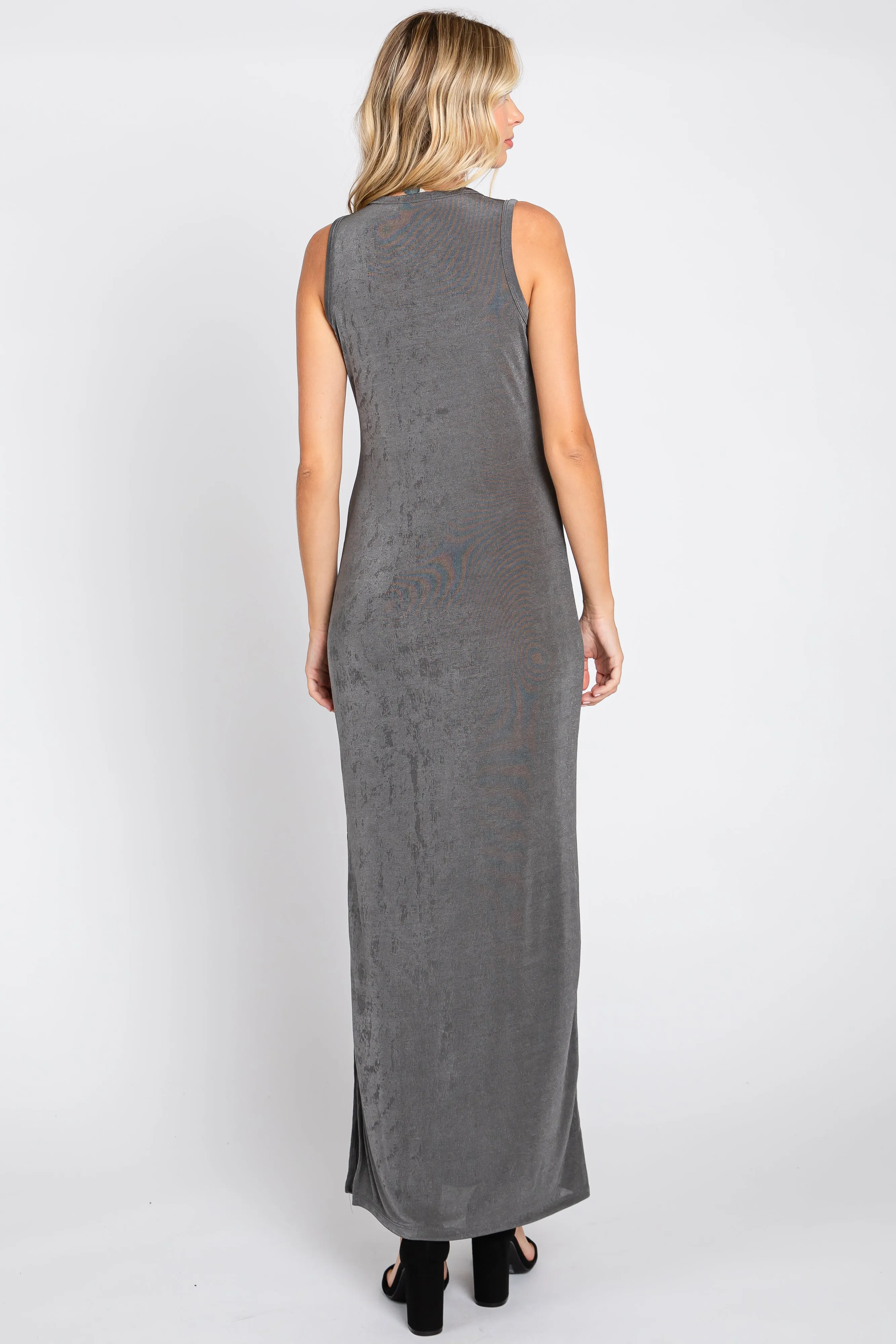 Charcoal Side Slit Midi Dress sold by Pinkblush product image thumbnail 3