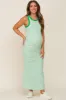 Green Striped Ribbed Sleeveless Maternity Maxi Dress sold by Pinkblush