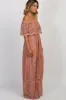 Light Pink Lace Mesh Overlay Off Shoulder Maxi Dress sold by Pinkblush