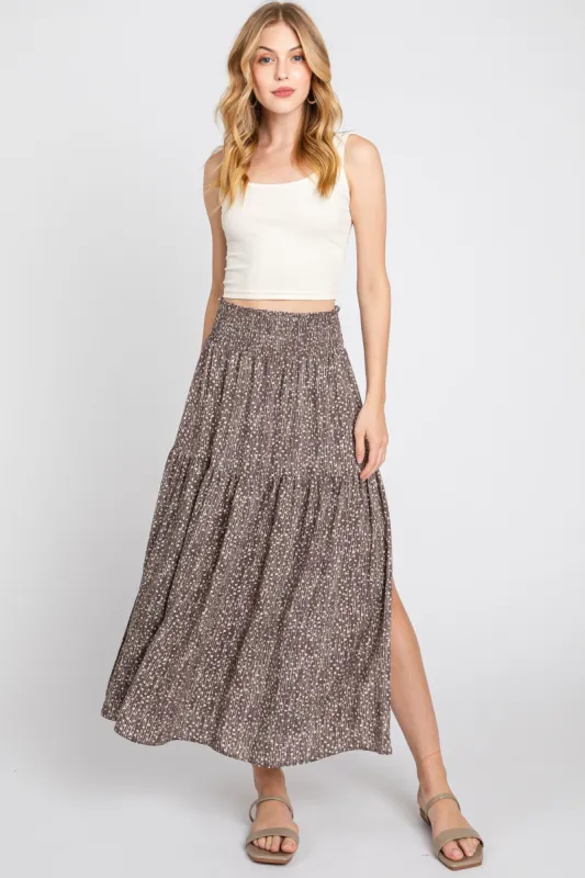 Cocoa Combo Print Tiered Skirt made by Pinkblush