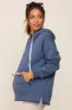 Blue Raw Edge Trim Maternity Drawstring Hoodie sold by Pinkblush