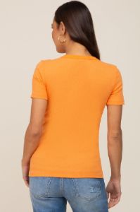 Orange Ribbed Short Sleeve Maternity Top sold by Pinkblush