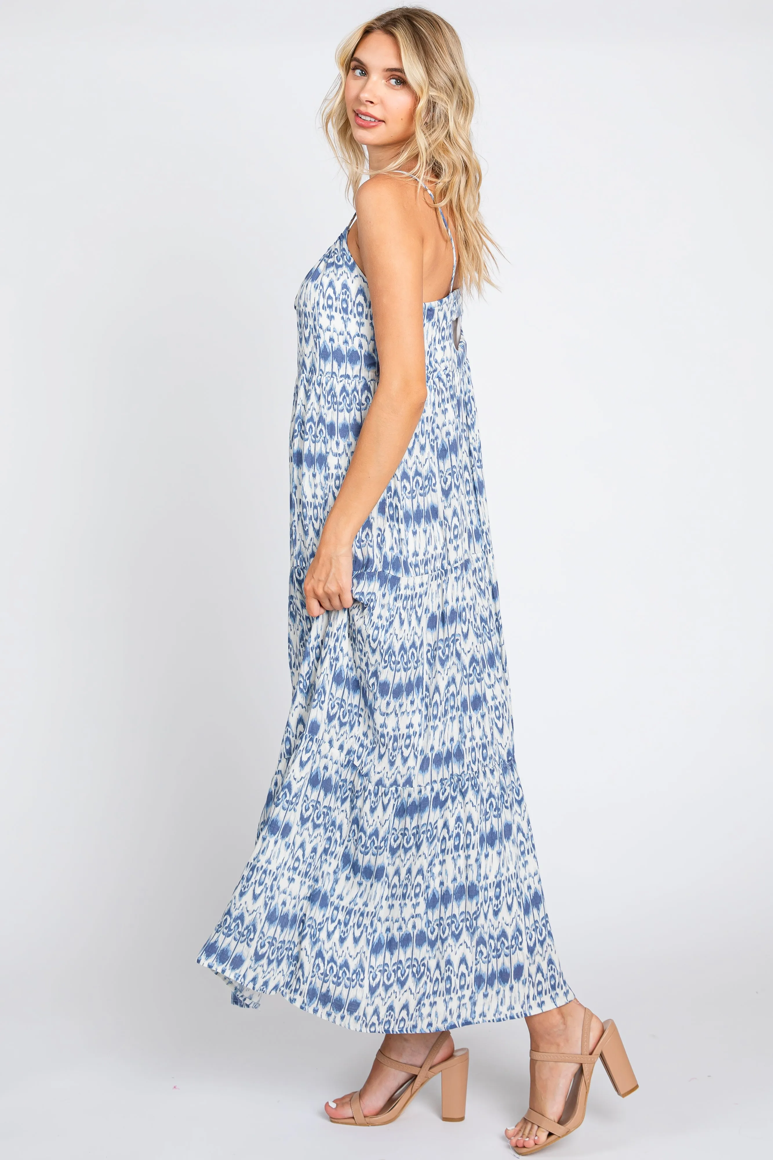 Blue Printed Tiered Maxi Dress sold by Pinkblush product image thumbnail 2