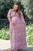 PinkBlush Mauve Lace Mesh Overlay Plus Maternity Maxi Dress sold by Pinkblush