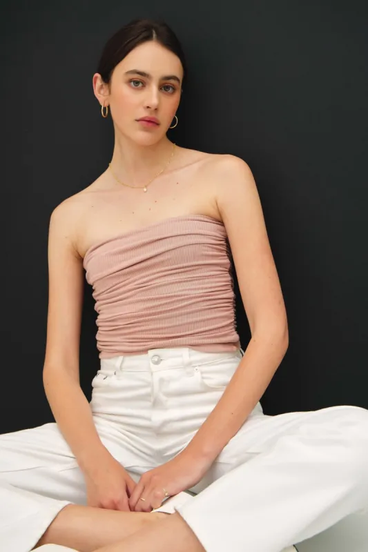 Dusty Rose Jersey Ruched Crop Tube Top sold by Pinkblush