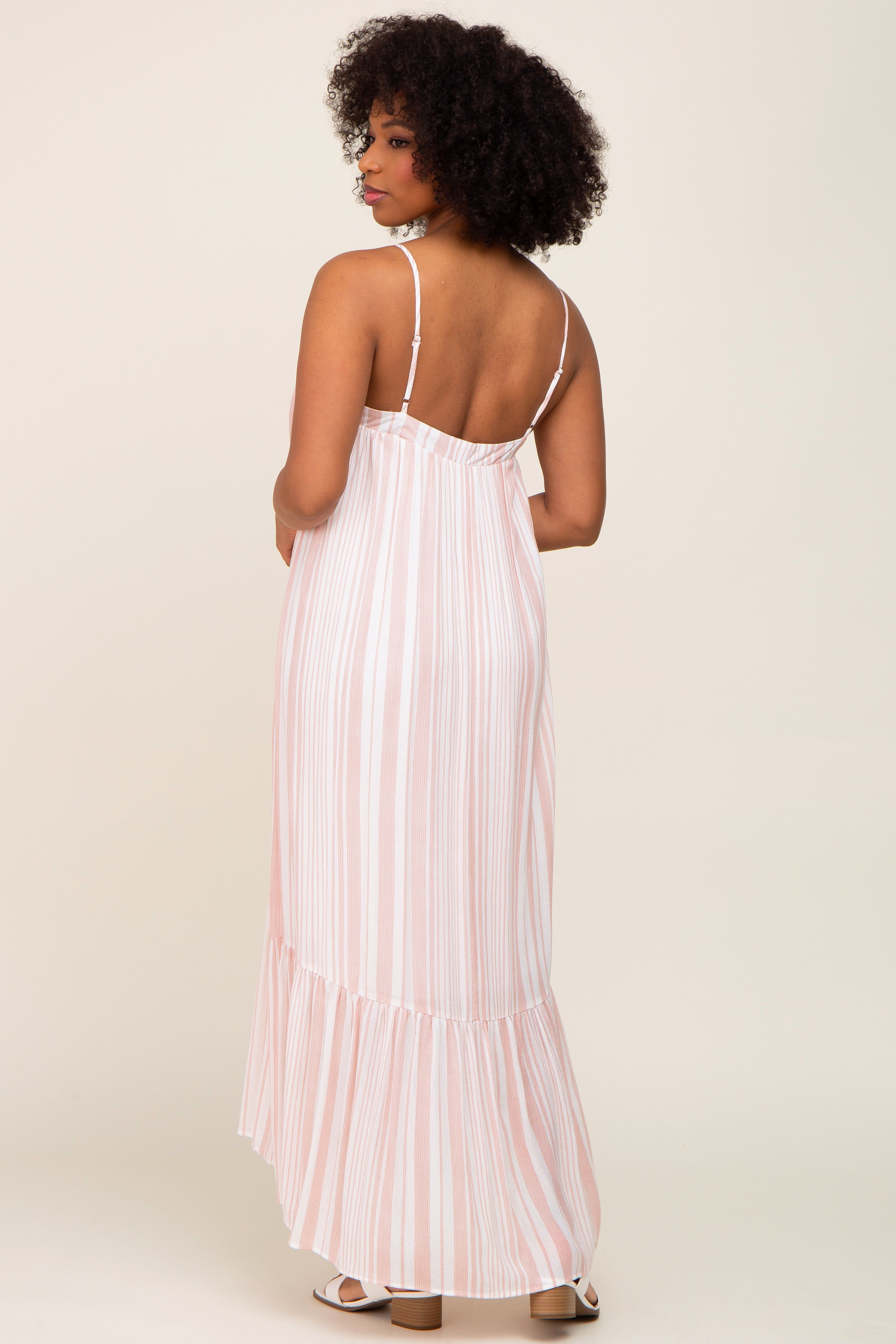 Coral Striped Sleeveless Maxi Dress sold by Pinkblush product image thumbnail 3