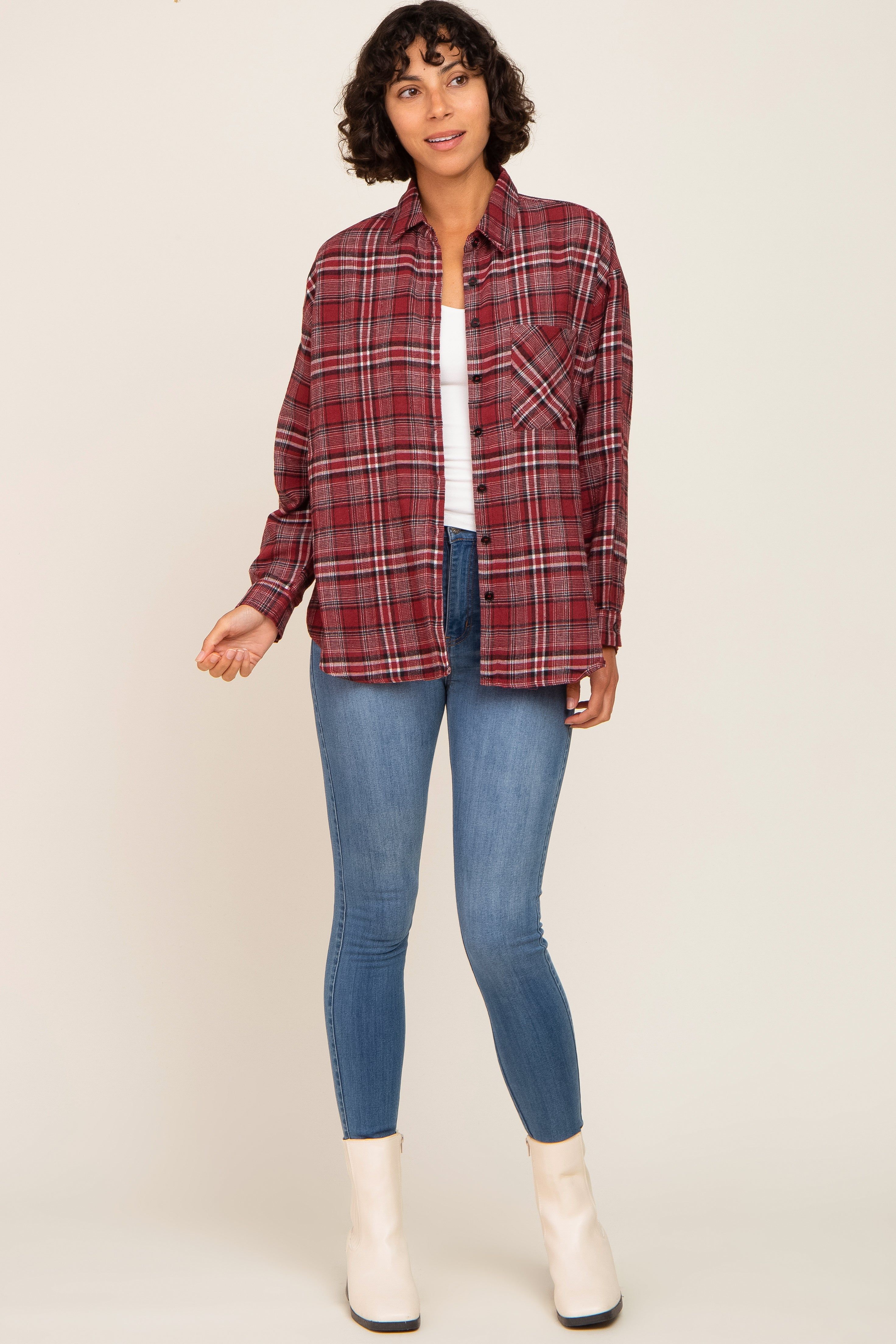 Red Plaid Button Down Top sold by Pinkblush product image thumbnail 4